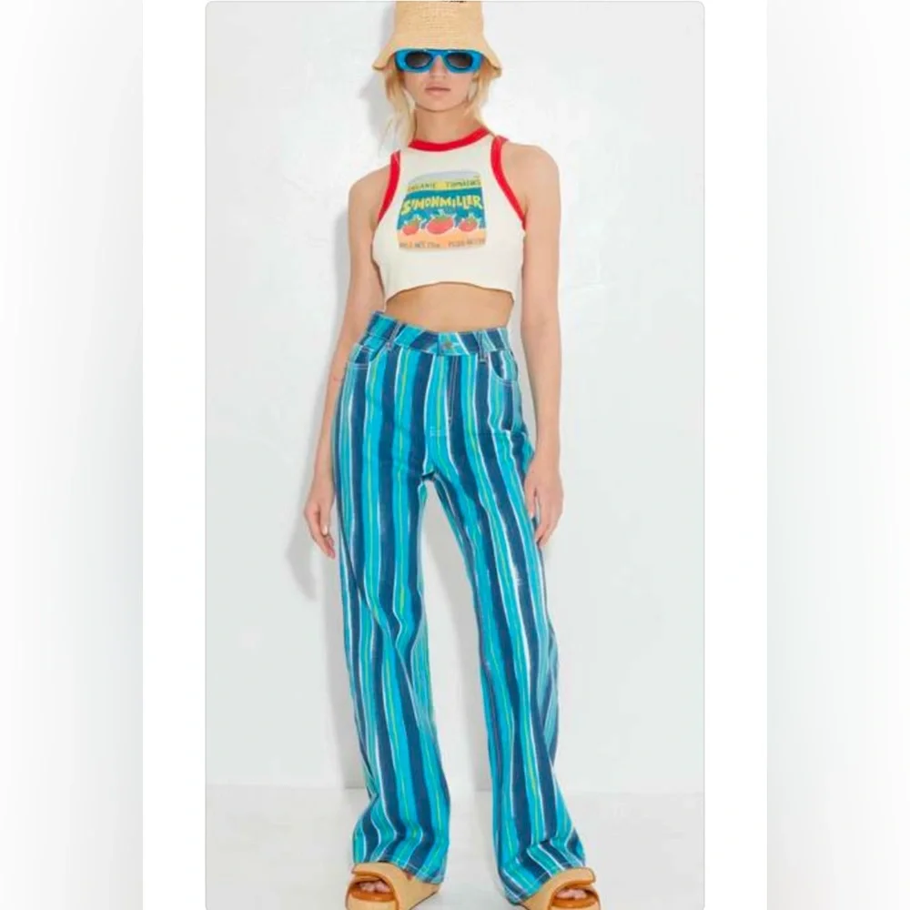 ANTHROPOLOGIE SIMON MILLER ASTRO HIGH-RIZE WIDE LEG JEANS BLUE SIZE 30 NWT - Picture 9 of 15